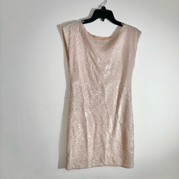 Alice + Olivia x Bergdorf Goodman Pink Sequin Cap Sleeve Shift Dress - Picture 2 of 9